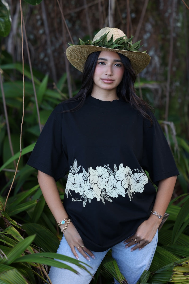 Hibiscus Oversized Tee - Black