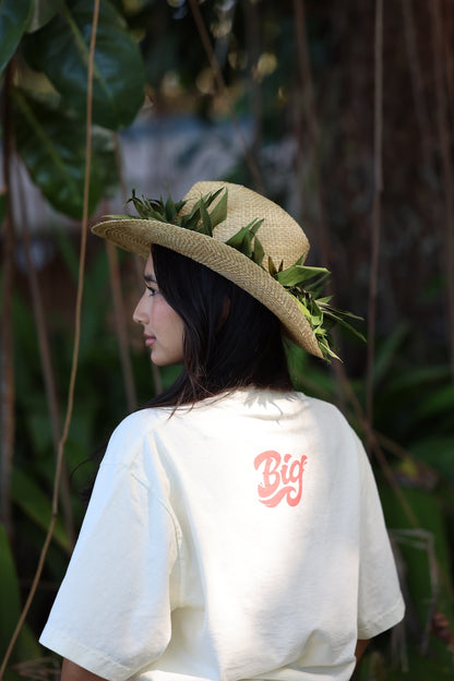 Hibiscus Oversized Tee - Ecru/Pink