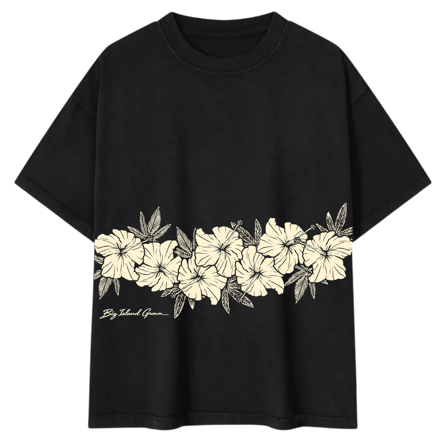 Hibiscus Oversized Tee - Black