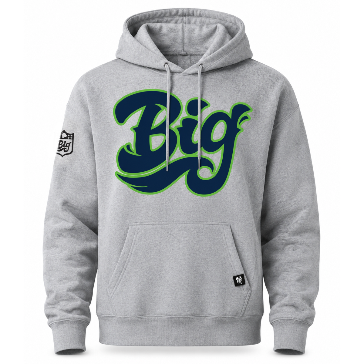 Navy Blue & Green BIG Classic Heather Grey Champion Hoodie