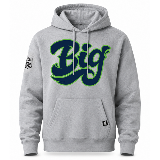 Navy Blue & Green BIG Classic Heather Grey Champion Hoodie