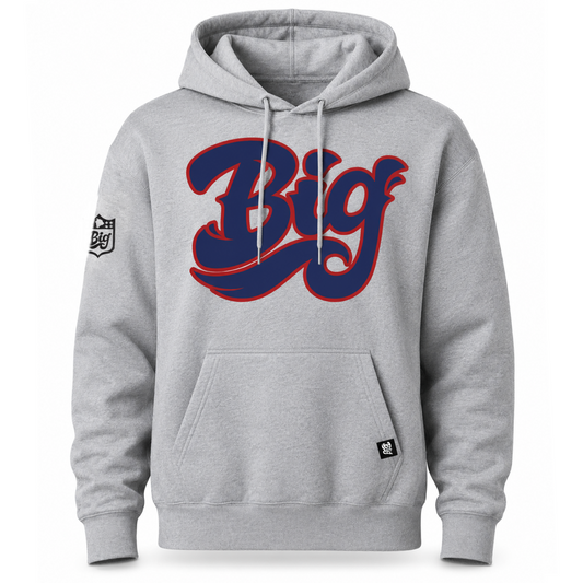Navy Blue & Red BIG Classic Heather Grey Champion Hoodie