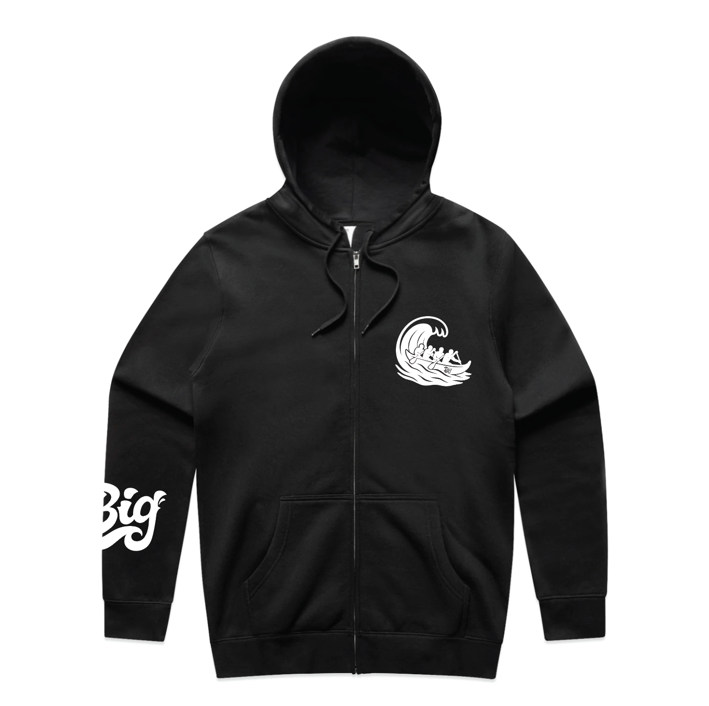 He Wa'a He Moku, He Moku He Wa'a Black Zip Up Hoodie