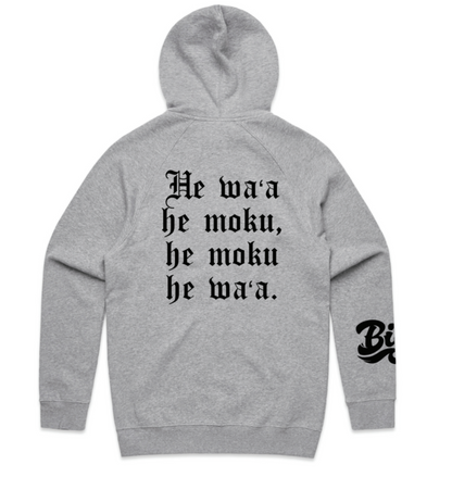 He Wa'a He Moku, He Moku He Wa'a Heather Grey Zip Up Hoodie