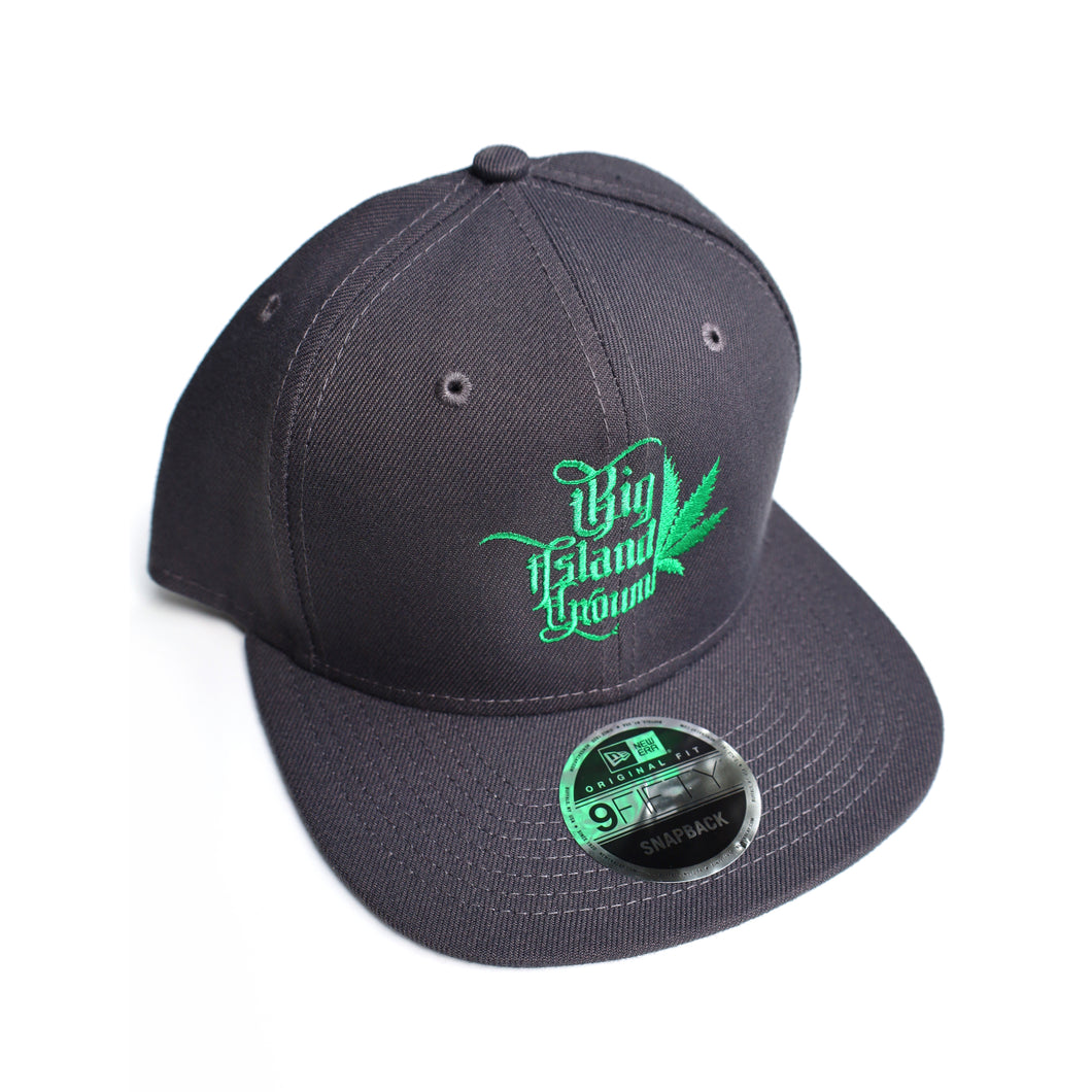 Graphite/Green Big Island Grown-Old English Embroidered Cap
